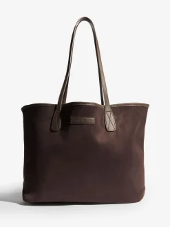 Friends Like These Faux Suede Soft Tote Bag Chocolate Brown Clearance