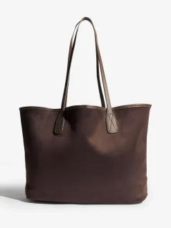 Friends Like These Faux Suede Soft Tote Bag Chocolate Brown Clearance