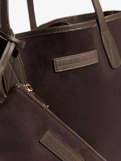 Friends Like These Faux Suede Soft Tote Bag Chocolate Brown Clearance