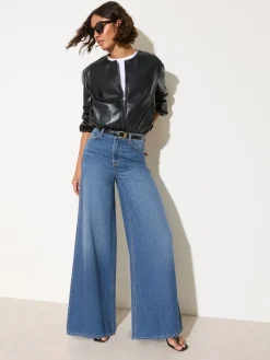 Friends Like These Dark Wash Petite Wide Leg Palazzo Denim Jeans