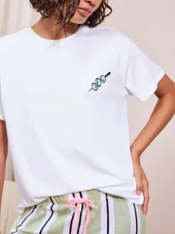 Friends Like These Green Stripe Martini Short Sleeve Pyjamas Online