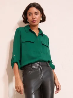 Friends Like These Tab Sleeve Utility Pocket Shirt Green Best