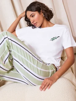 Friends Like These Green Petite Stripe Martini Short Sleeve Pyjamas Clearance