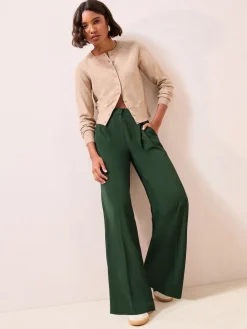 Friends Like These Adjustable Waist Premium Wide Leg Trousers Green