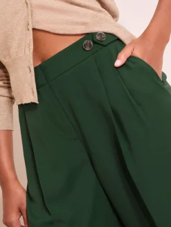 Friends Like These Adjustable Waist Premium Wide Leg Trousers Green