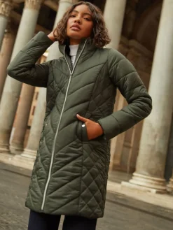 Friends Like These Mid Length Quilted Jacket Green Clearance
