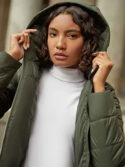 Friends Like These Mid Length Quilted Jacket Green Clearance