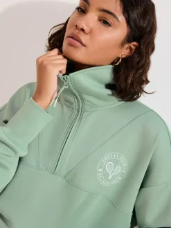 Friends Like These Studio Half Zip Sweatshirt Green New