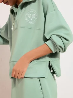 Friends Like These Studio Half Zip Sweatshirt Green New