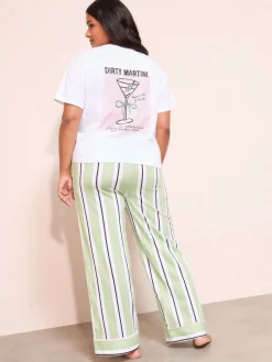 Friends Like These Green Curve Stripe Martini Short Sleeve Pyjamas Hot