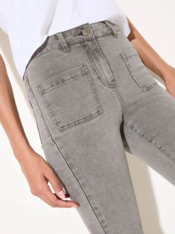 Friends Like These Light Grey High Waist Pocket Flare Jeans Clearance