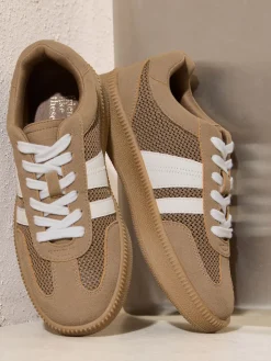 Friends Like These Mocha Brown Standard Fit Lace Up Retro Gumsole Sports Trainers Sale