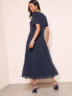 Friends Like These Button Down 2-In-1 Pleated Dress Navy