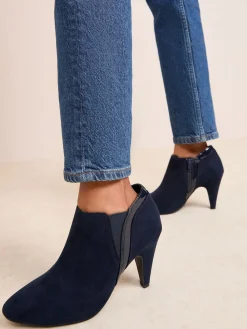 Friends Like These Standard fit Mid Heel Mix Material Ankle Boots Navy Outlet