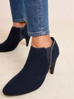 Friends Like These Standard fit Mid Heel Mix Material Ankle Boots Navy Outlet