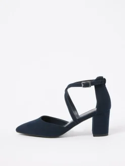 Friends Like These Standard Fit Block Heel Cross Strap Court Shoes Navy Best