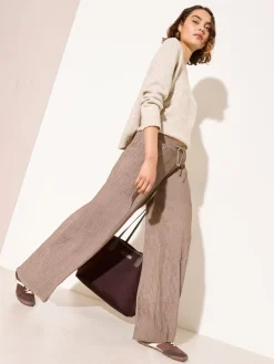Friends Like These Ripple Texture Wide Leg Trousers Neutral Outlet