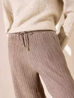 Friends Like These Ripple Texture Wide Leg Trousers Neutral Outlet