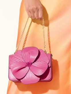 Friends Like These 3D Floral Chain Shoulder Bag Pink Discount