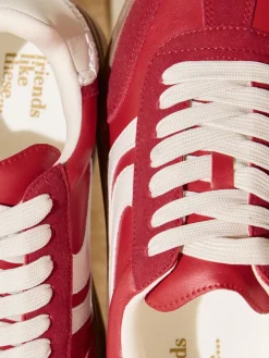 Friends Like These Standard Fit Chunky Platform Gumsole Lace Up Casual Trainers Red New