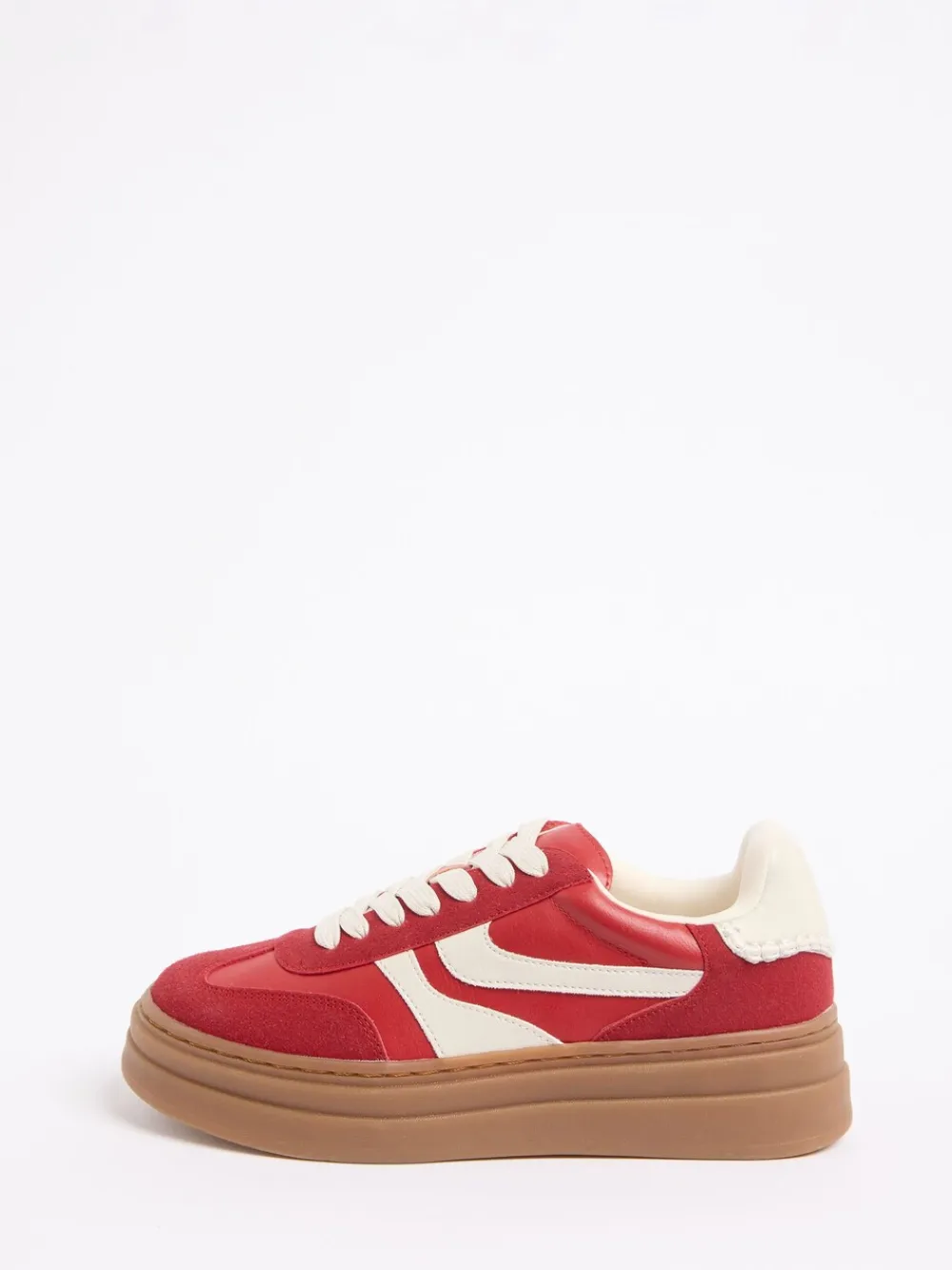 Friends Like These Standard Fit Chunky Platform Gumsole Lace Up Casual Trainers Red New