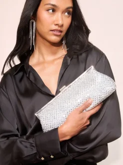 Friends Like These Chain Mail Clutch Silver Clearance