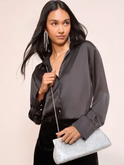 Friends Like These Chain Mail Clutch Silver Clearance