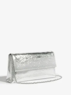 Friends Like These Gold Foldover Clutch Bag Silver