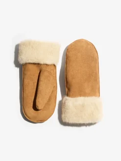 Friends Like These Tan Brown Cosy Faux Suede and Fur Mittens Gloves Sale