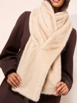 Friends Like These Tan Brown Faux Suede and Fur Reversible Scarf New