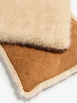 Friends Like These Tan Brown Faux Suede and Fur Reversible Scarf New