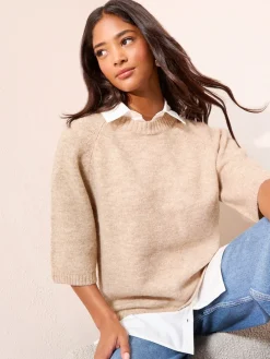 Friends Like These Taupe 2-in-1 Knitted Top Online