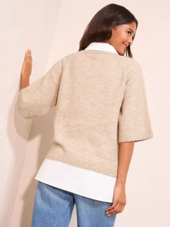 Friends Like These Taupe 2-in-1 Knitted Top Online