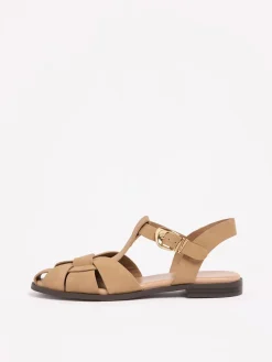 Friends Like These Taupe Faux Suede Closed Toe Flat Fisherman Casual Sandals Sale