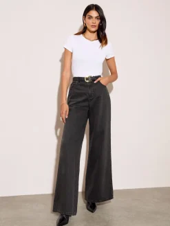 Friends Like These Relaxed Wide Leg Jeans Washed Black Outlet