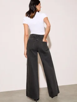 Friends Like These Relaxed Wide Leg Jeans Washed Black Outlet
