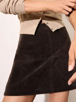 Friends Like These X Lucy Mecklenburgh Brown Suede Mini Skirt Sale
