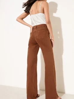 Friends Like These X Lucy Mecklenburgh Tobacco Brown Everyday Wide Leg Jeans Sale