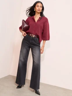 Friends Like These X Lucy Mecklenburgh Washed Black Everyday Wide Leg Jeans Sale