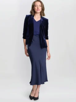 Gina Bacconi Blue Orly Velvet Jacket Discount