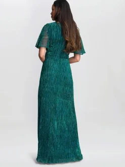 Gina Bacconi Green Liz Metallic Knit Maxi Dress Online