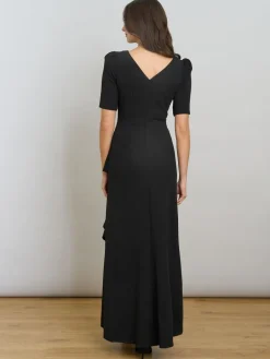 Gina Bacconi Paola Beaded Neck Maxi Black Dress Clearance