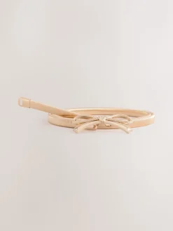 Next Skinny Stretch Belt Gold Bow Clearance