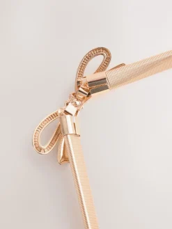 Next Skinny Stretch Belt Gold Bow Clearance