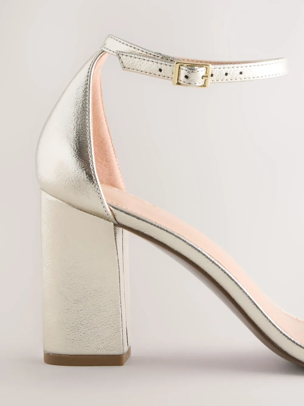 Next Extra Wide Fit Block Heel Sandals Gold