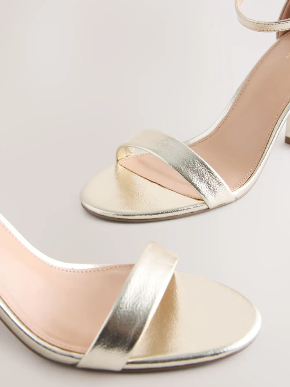 Next Extra Wide Fit Block Heel Sandals Gold