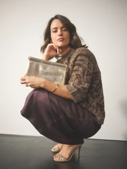 Next Sparkle Detail Snap Clutch Bag Gold Hot