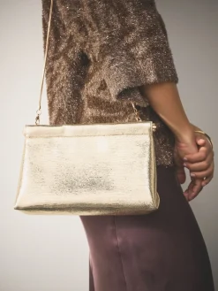 Next Sparkle Detail Snap Clutch Bag Gold Hot