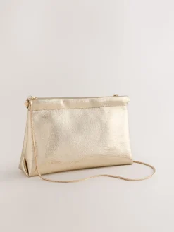Next Sparkle Detail Snap Clutch Bag Gold Hot