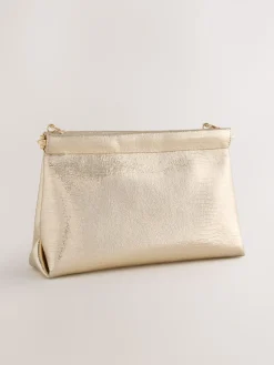 Next Sparkle Detail Snap Clutch Bag Gold Hot
